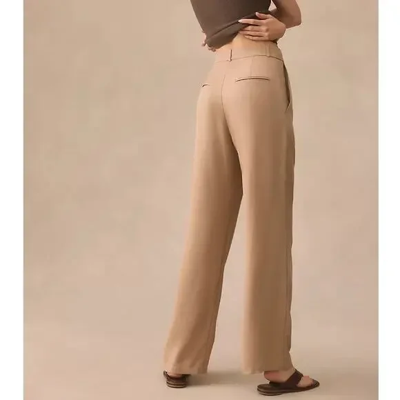 Reformation Mason High Waisted Wide Leg Trouser Pants in Khaki